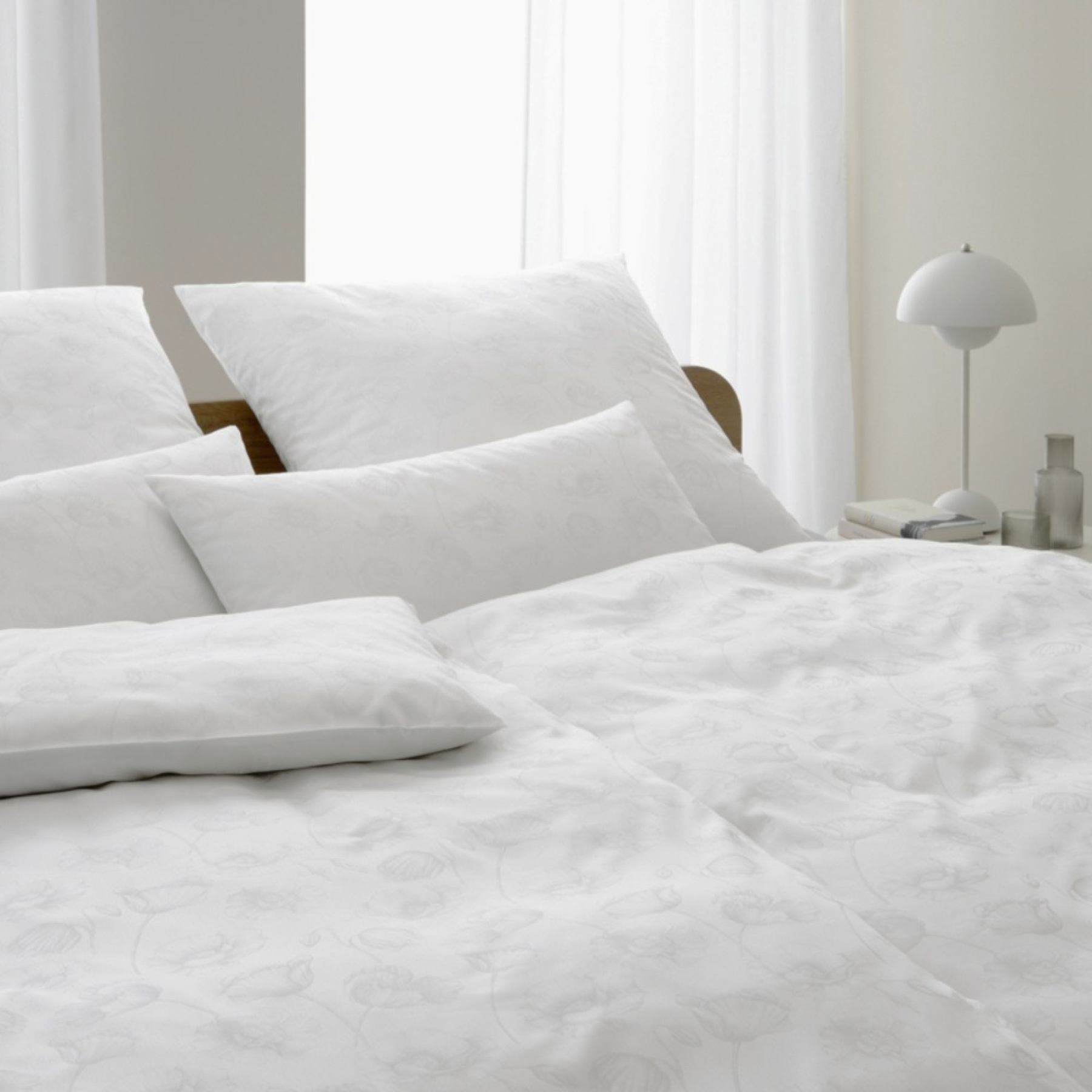 elegante Mako-Satin Bettwäsche 'Poppy' 135 x 200 cm Weiß